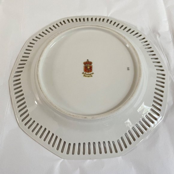 Vintage Plate Porcelain Serving Dish Bavaria Schumann reticulated Dresden - Picture 4 of 6